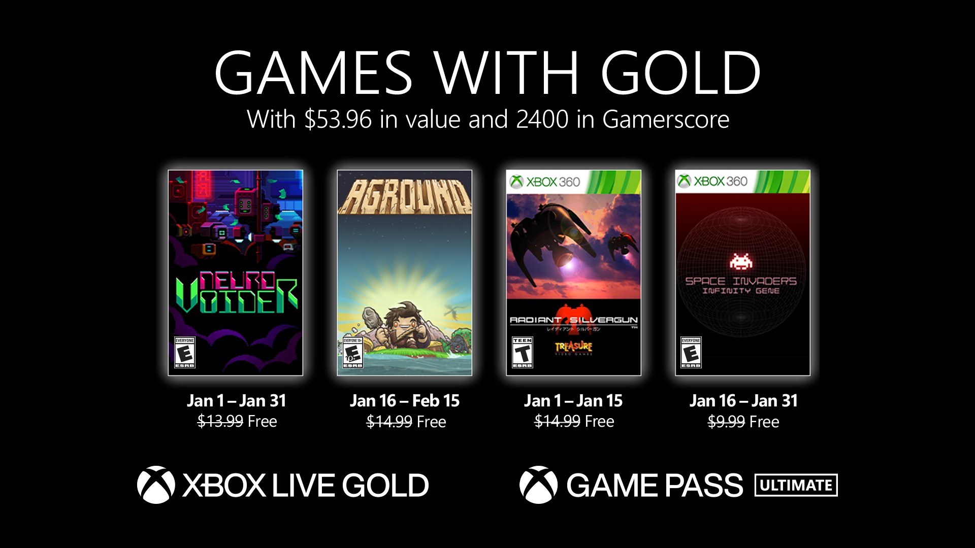 New Games with Gold for January 2022