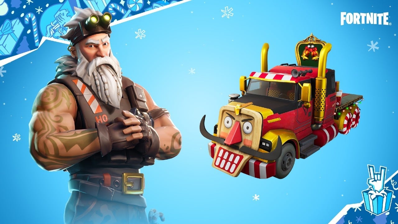 Sgt. Winter appears alongside his Christmas themed truck against an icy blue background