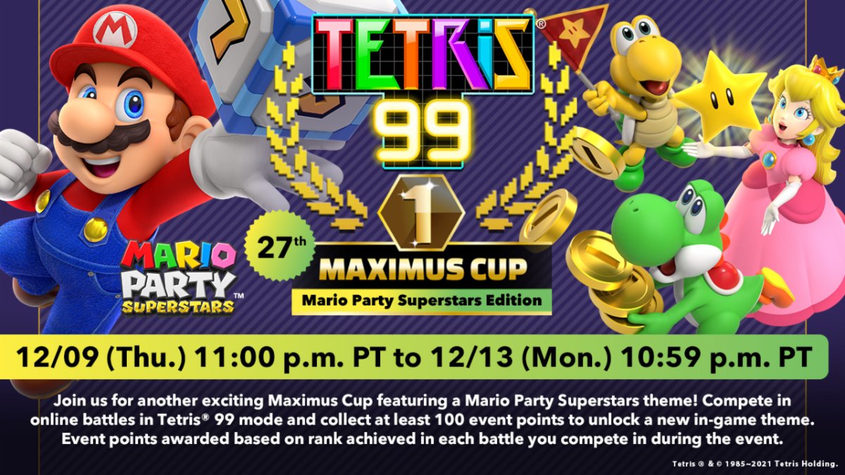 The 27th Tetris 99 Maximus Cup begins later this week