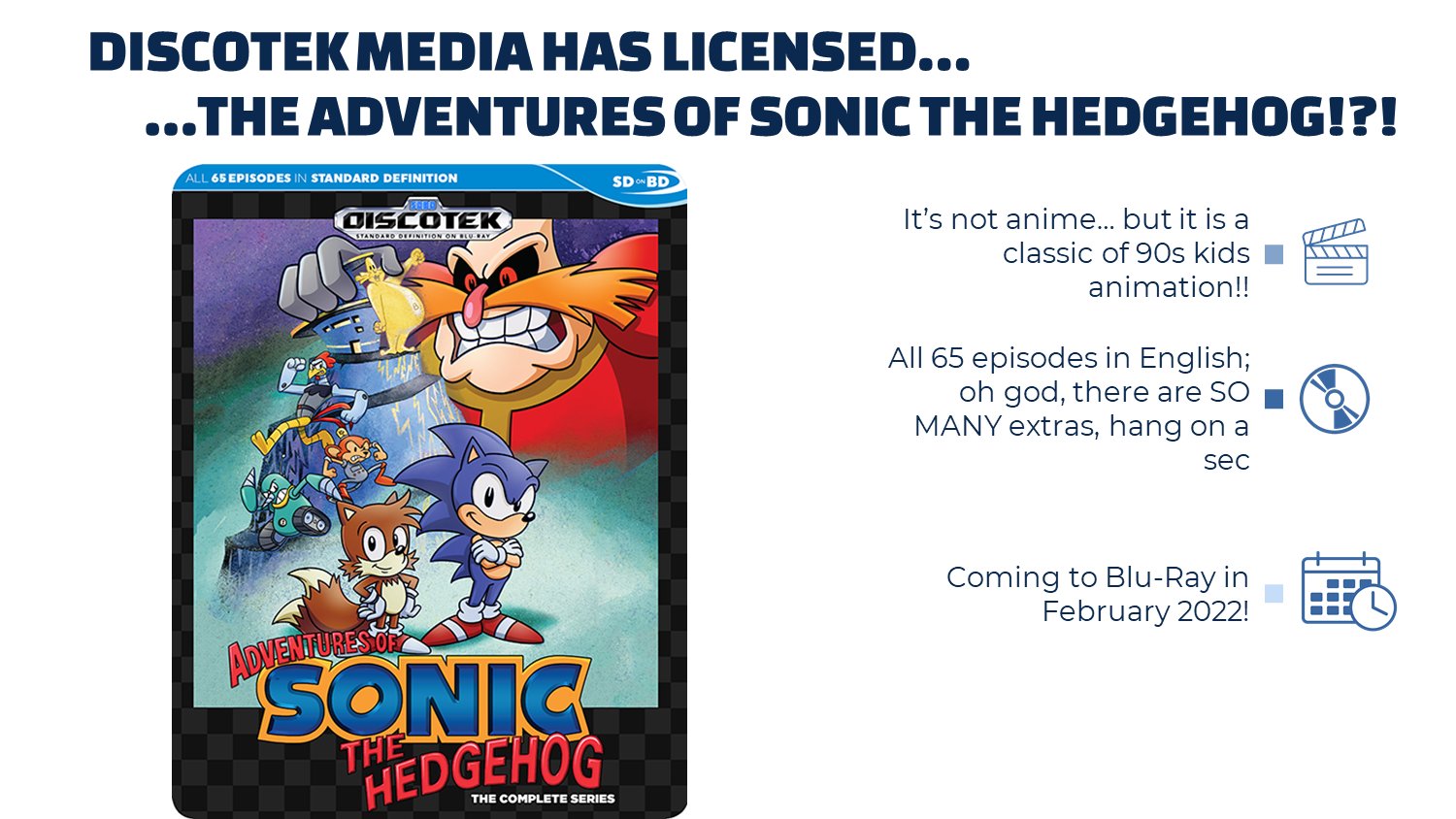 90s cartoon The Adventures of Sonic the Hedgehog getting blu-ray release in 2022