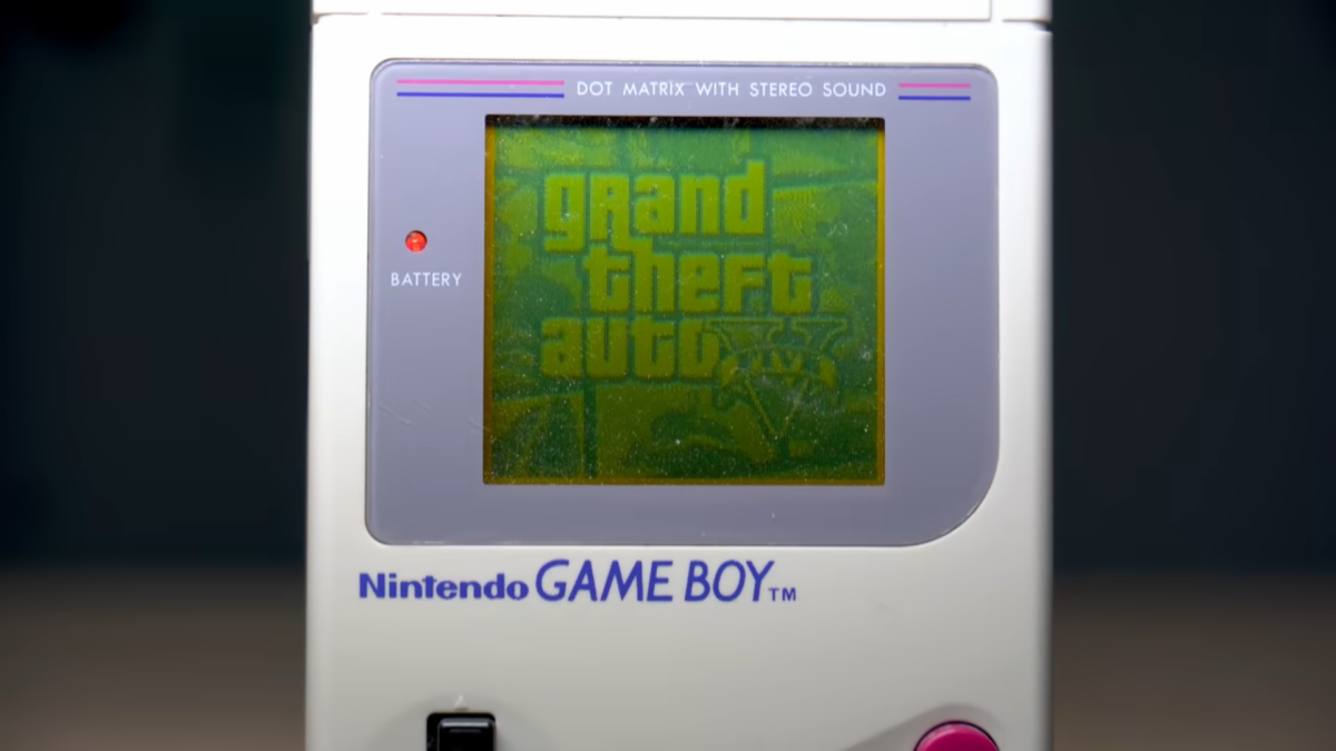 Here's Grand Theft Auto 5 on an original Game Boy, somehow