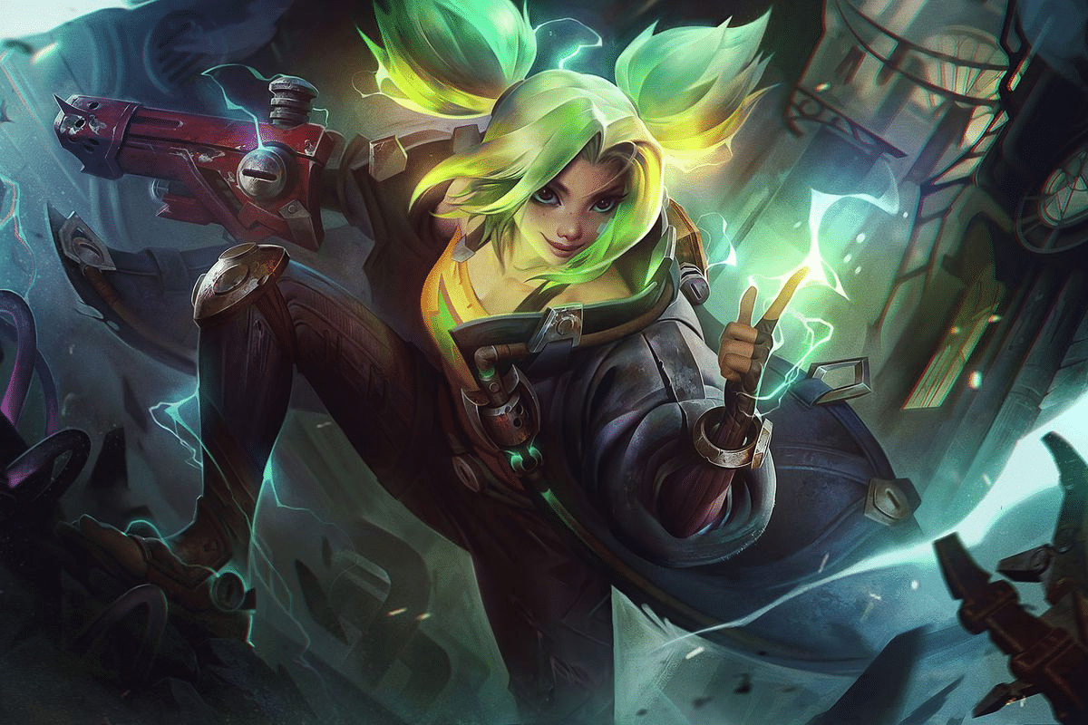 The new League of Legends champion, Zeri, a marksman with blonde pigtails and an affinity for electricity