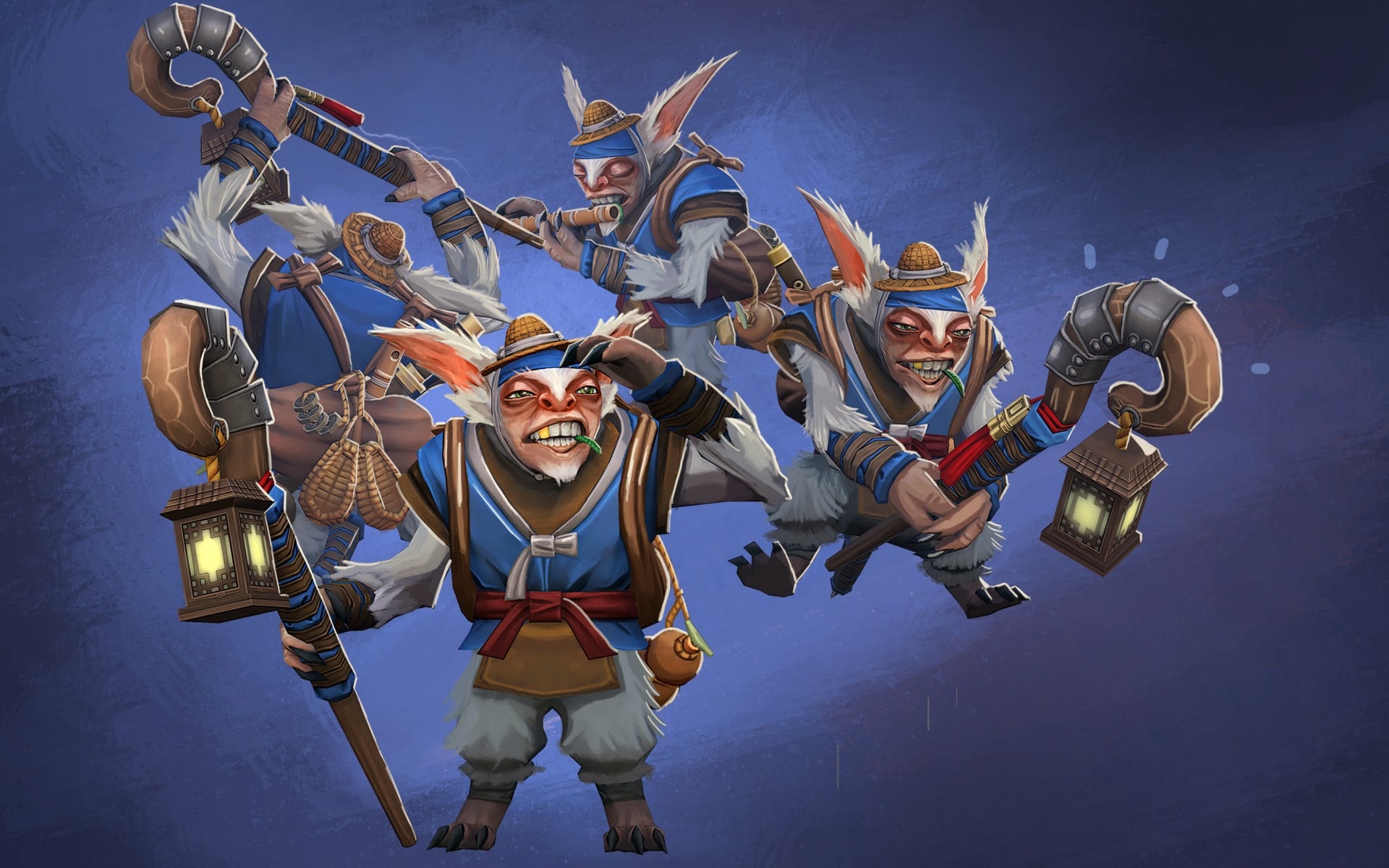 The Dota 2 Hero Meepo, surrounded by some of his clones