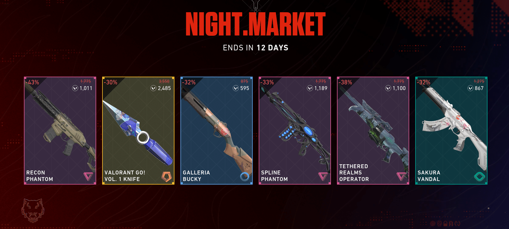 Five Skins in Valorant Night Market