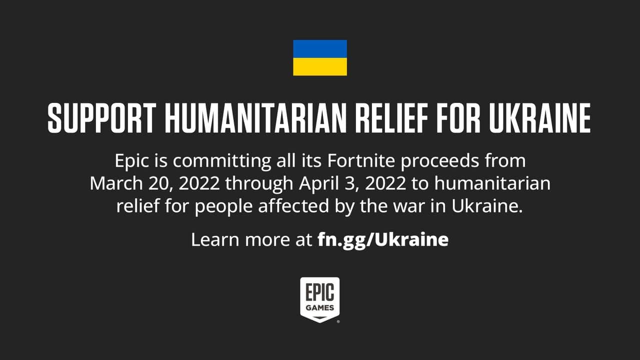 Epic Games to Pledge Proceeds from March 20 to April 3 to Ukraine