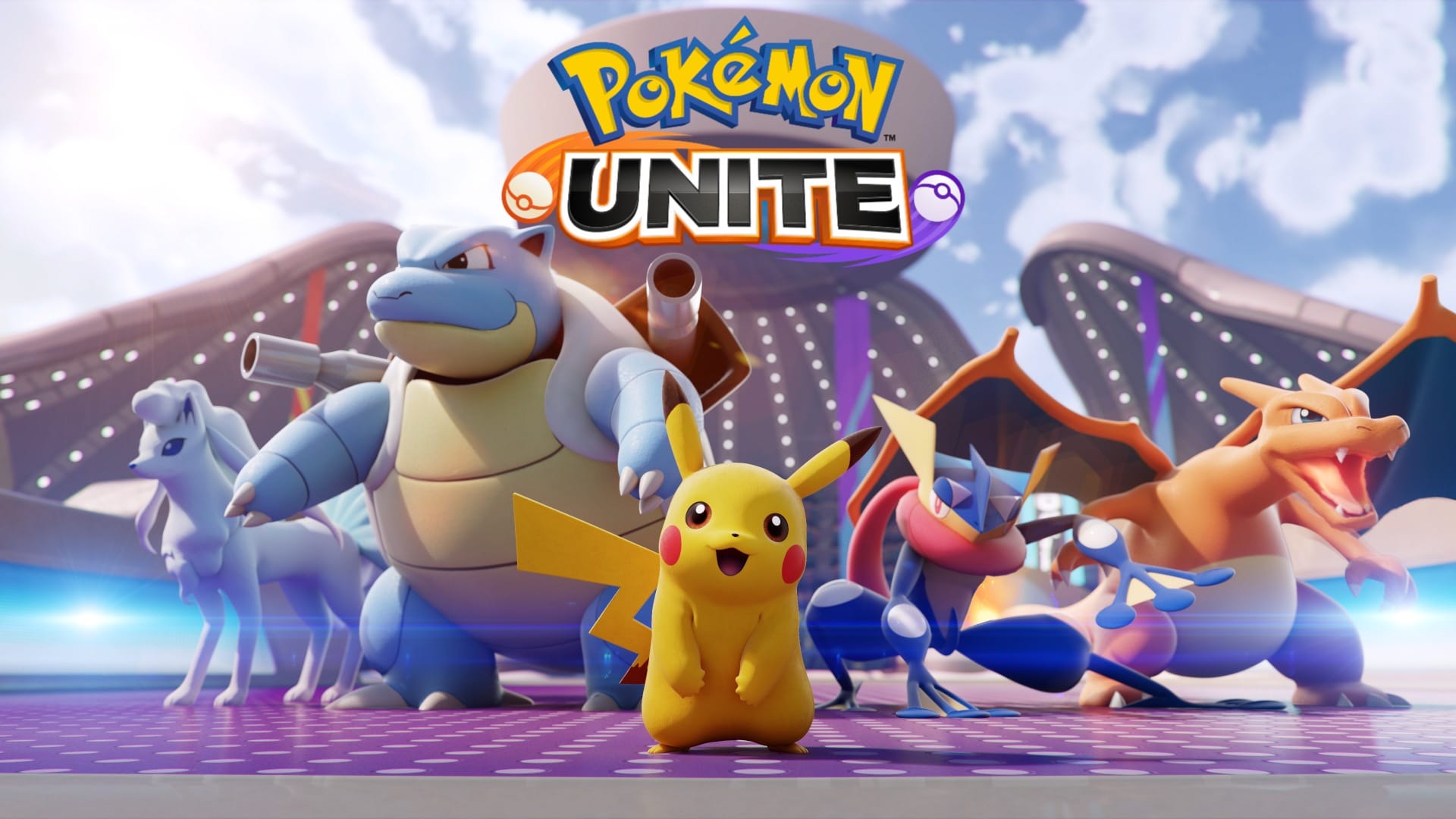 Different Pokemon in a cover picture of Pokemon Unite