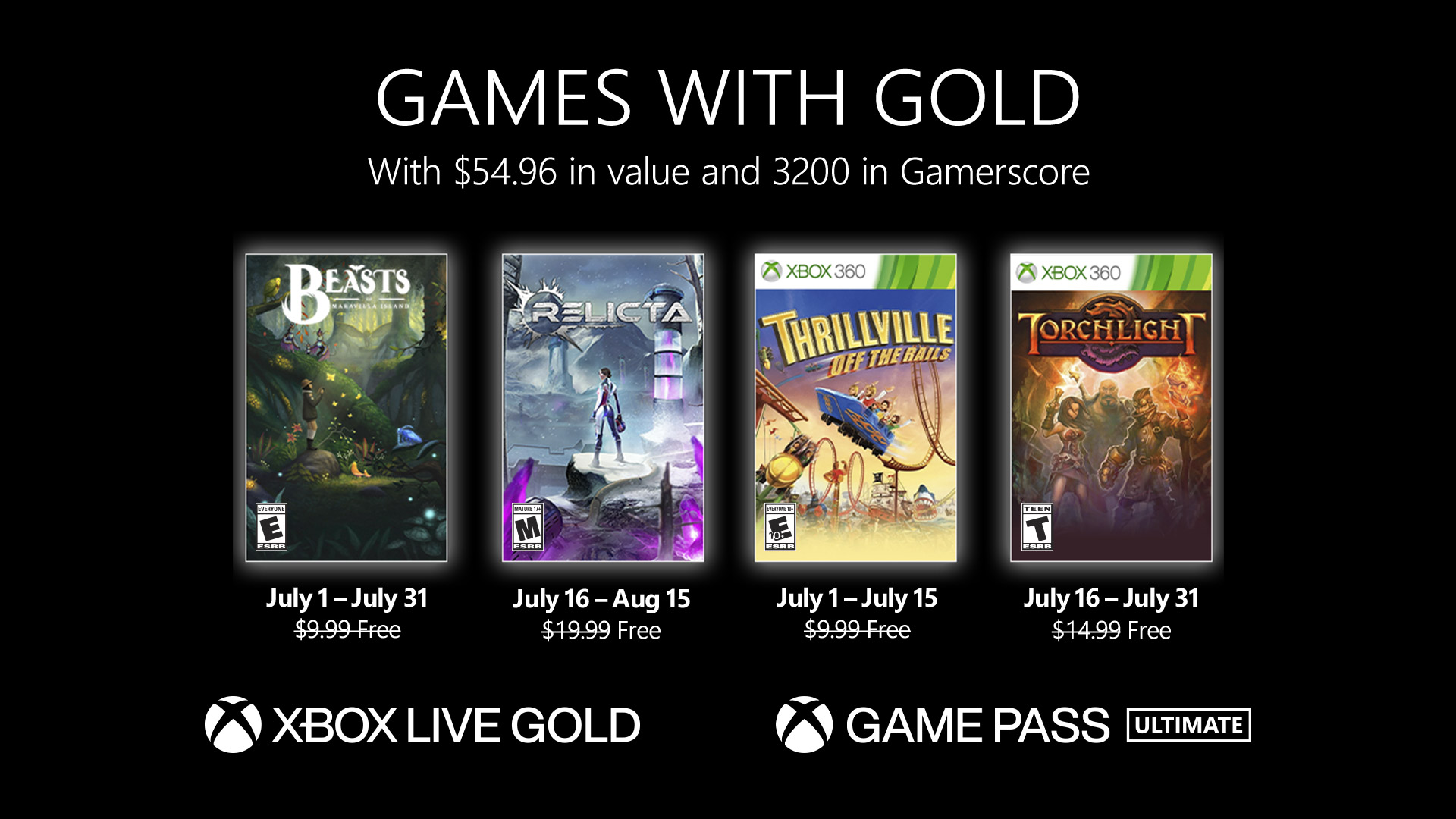 New Games with Gold for July 2022