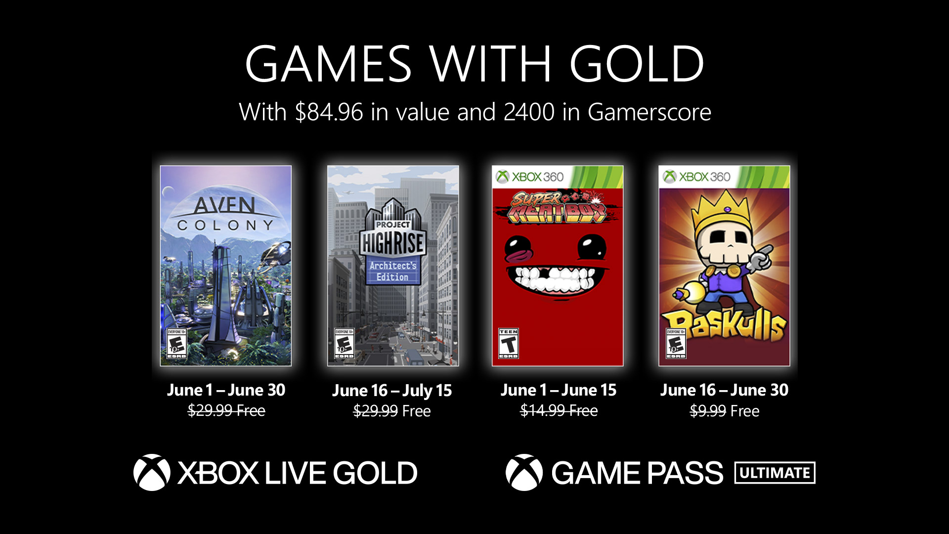 New Games with Gold for June 2022