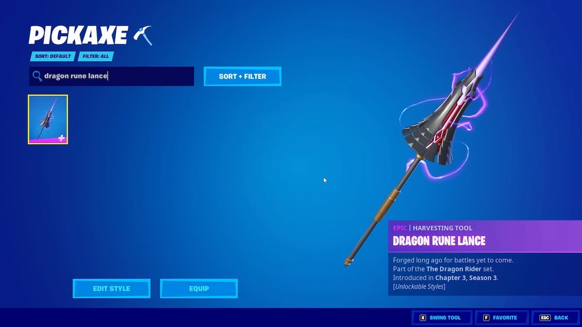 Fortnite disabled Dragon Rune Lance pickaxe briefly