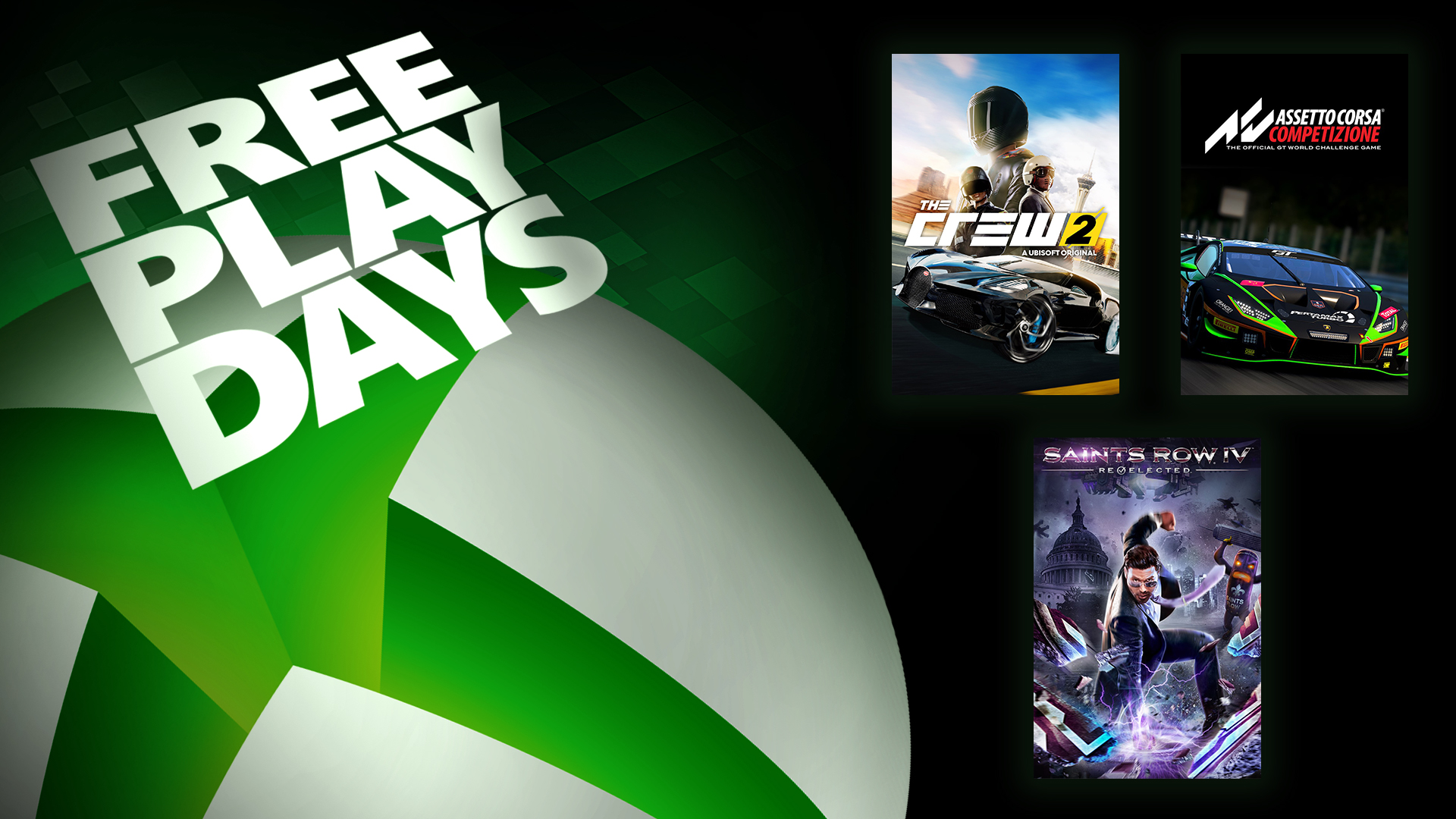 Free Play Days – Saints Row IV: Re-Elected, Assetto Corsa Competizione, and The Crew 2