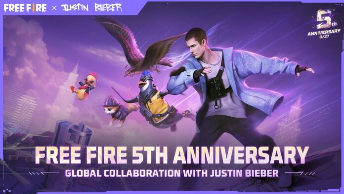 Free Fire collaborates with Justin Bieber on Fifth Anniversary