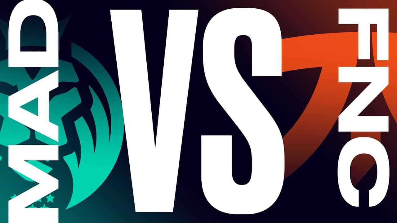 The MAD Lions logo appears in blue on the left side of the image and the Fnatic logo appears in orange on the right side with a big "VS" in between them.