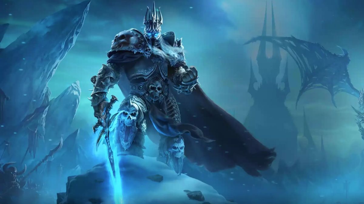 Wrath Classic release times - the Lich King standing against an icy backdrop