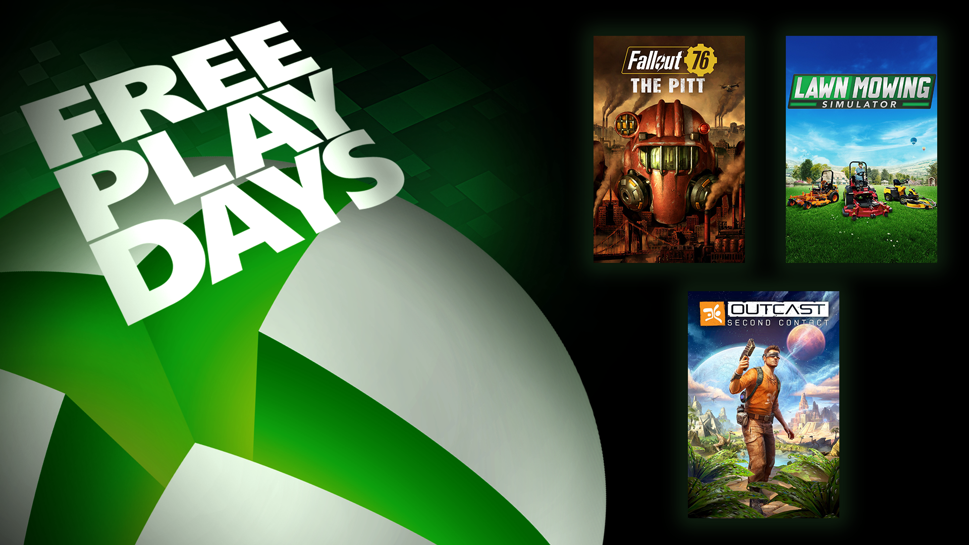 Free Play Days: Fallout 76, Outcast - Second Contact, and Lawn Mowing Simulator