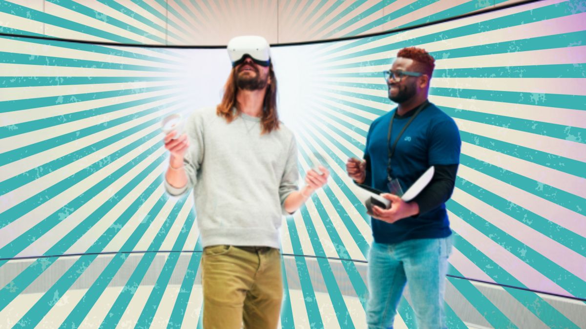 Jesus using a VR headset.