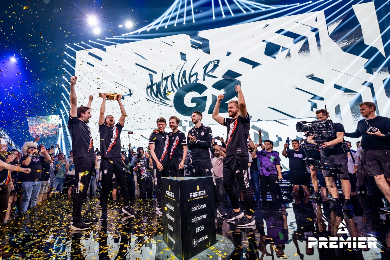 G2 wins BLAST Premier World Final on stage lifting trophy in Abu Dhabi_BLAST