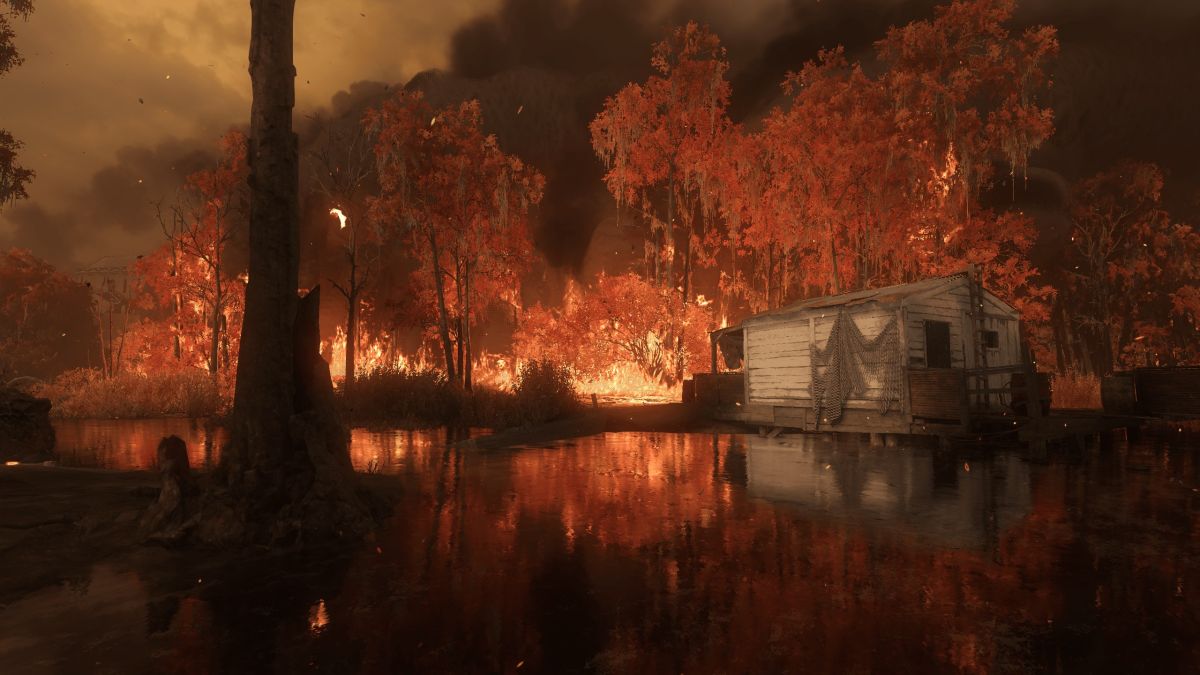 For a limited time, Hunt: Showdown's map is literally on fire