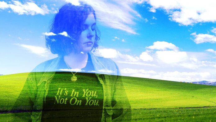 Microsoft Windows XP background with Katie Wickens