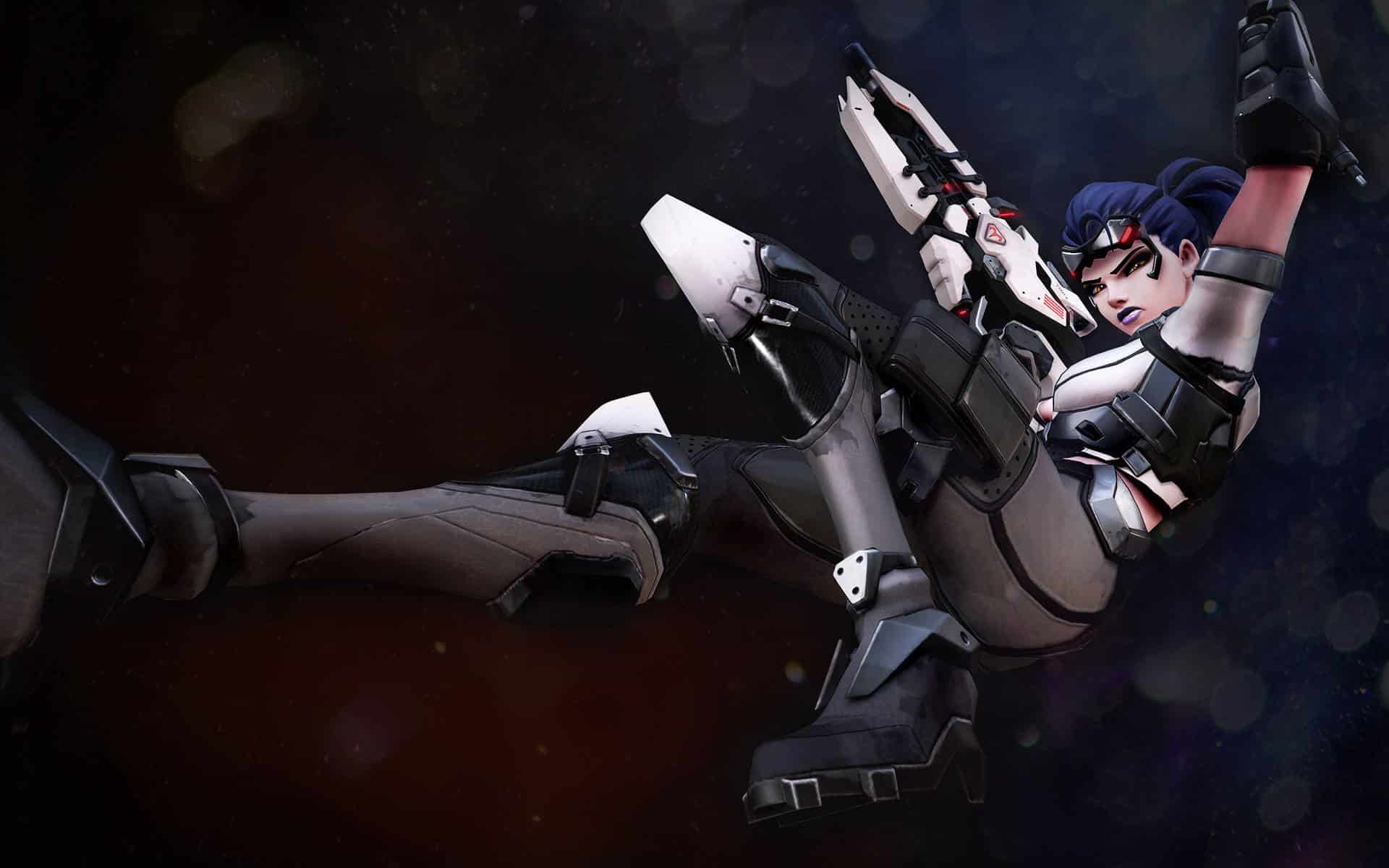 The Overwatch 2 hero Widowmaker appears against a black background