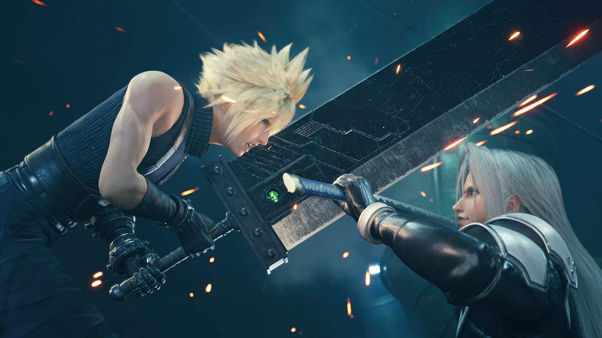 Sephiroth and Cloud clash in a screen grab from Square Enix's FF7