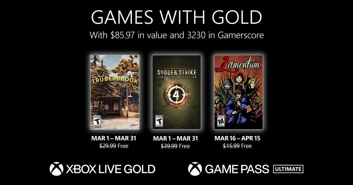 Xbox Games with Gold for March line-up confirmed