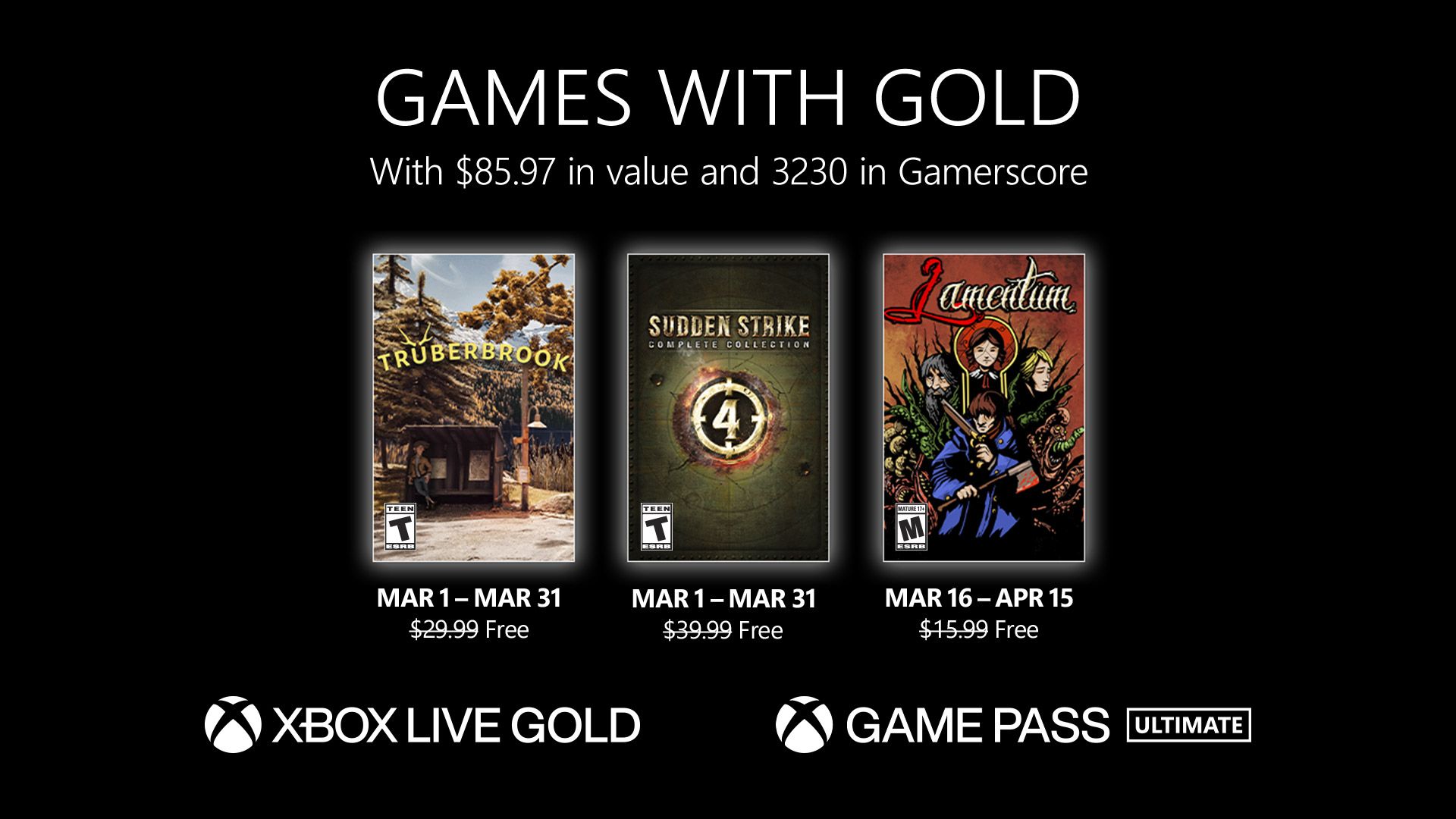 New Games with Gold for March 2023