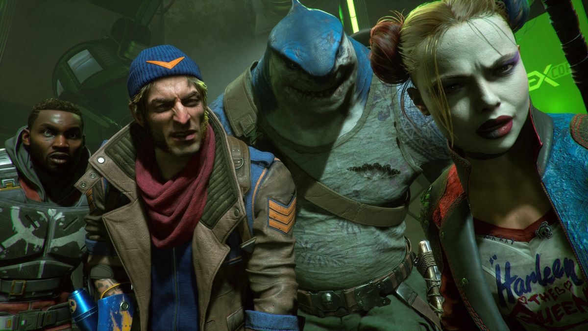The four members of the Suicide Squad looking confused.