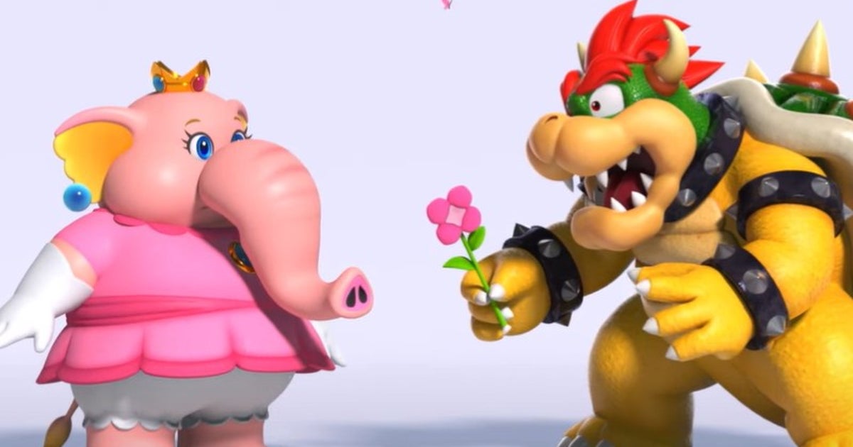 Bowser isn't up to the tusk of wooing elephant Peach in this Super Mario Bros Wonder animation