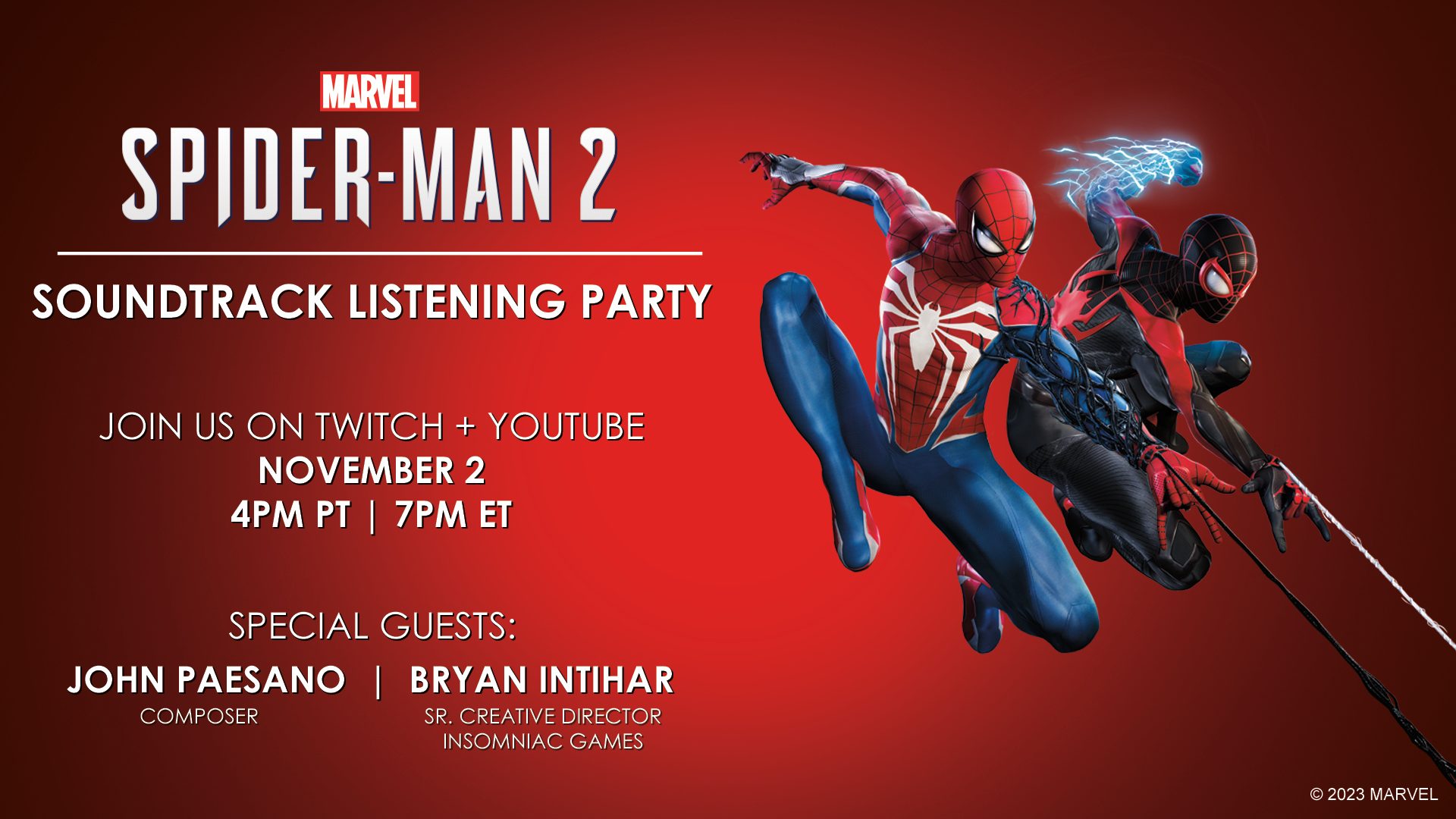 Marvel’s Spider-Man 2 Soundtrack Listening Party streaming Nov 2 – PlayStation.Blog