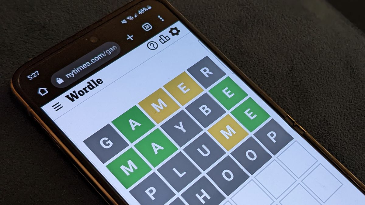 Wordle today puzzle on a smartphone