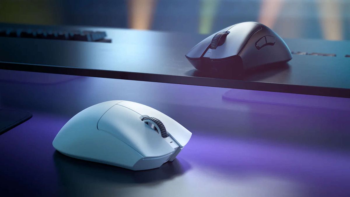 An image of two Razer gaming mice on a desk