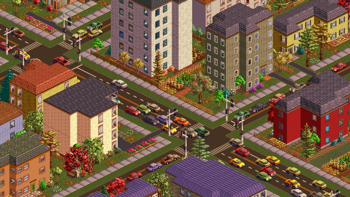 A pixelated isometric city