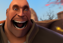 Smiling Heavy in TF2.
