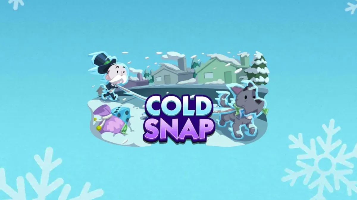 Screenshot of Monopoly GO board highlighting key squares for the Cold Snap event
