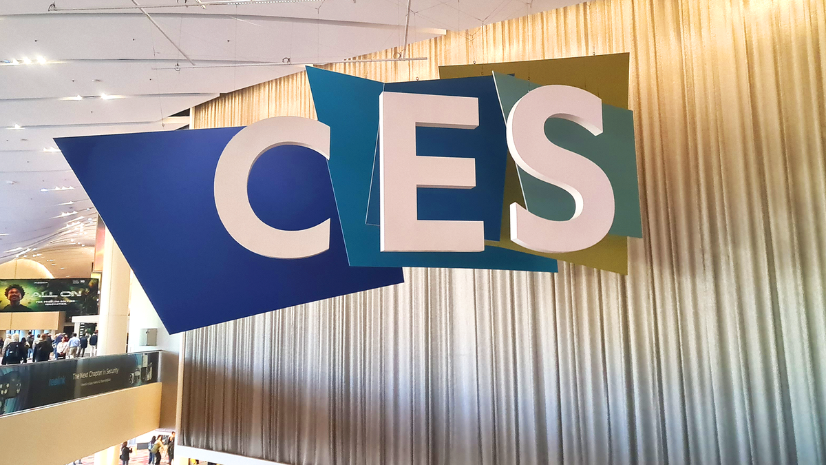 The CES logo on display at the show.