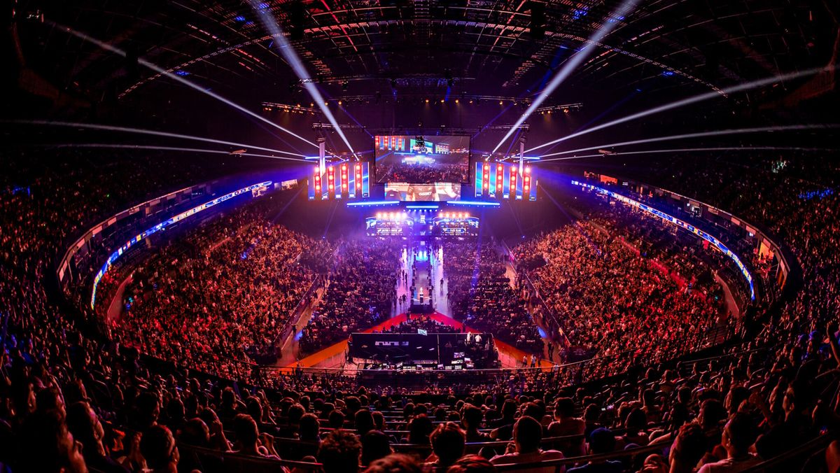 ESL Faceit Group website header image - large crowd at an esports tournament