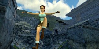 Lara Croft takes a leap in the Tomb Raider 1-3 remaster.