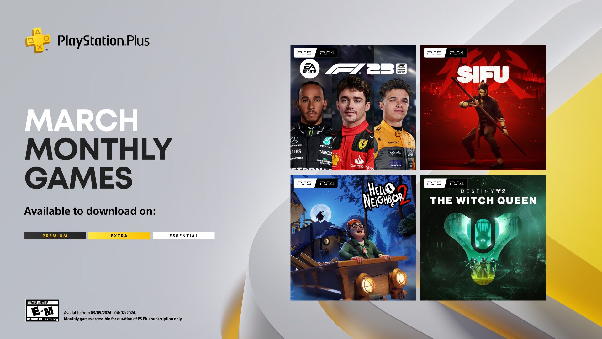 PlayStation Plus Monthly Games for March: EA Sports F1 23, Sifu, Hello Neighbor 2, Destiny 2: Witch Queen   – PlayStation.Blog