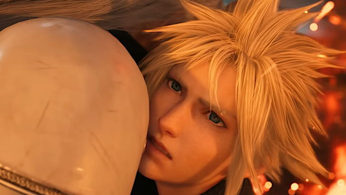 An image from the Final Fantasy 7 Rebirth trailer, wherein Cloud Strife shares a tender hug with Sephiroth.