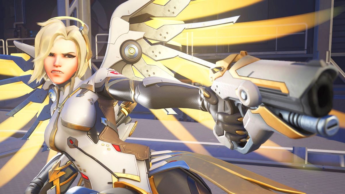 Overwatch 2 screenshot of Mercy holding gun