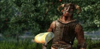 The Dragonborn ponders some mouldy bread in Skyrim.