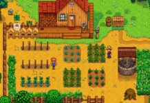 Stardew Valley screenshot - farmer standing next to a well near his field and house