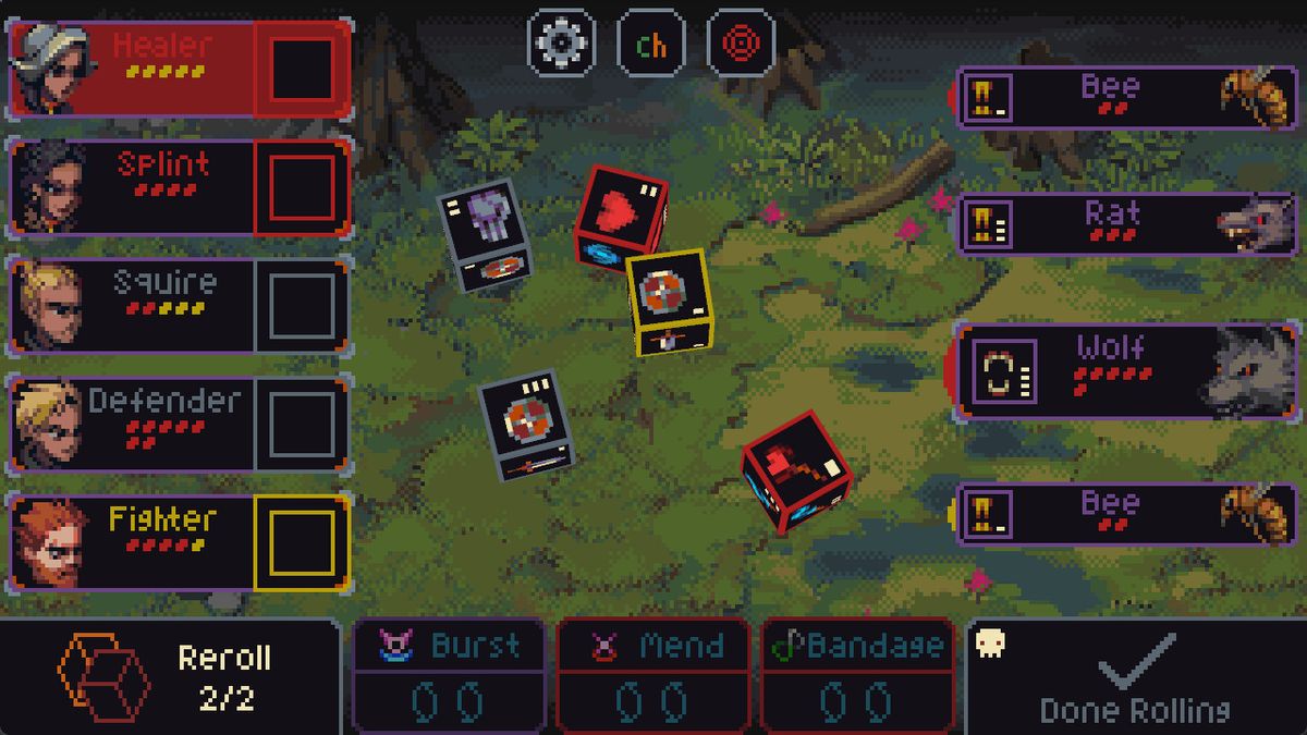 Here's slice and dice, the roguelike RPG where each of your party members is a different die