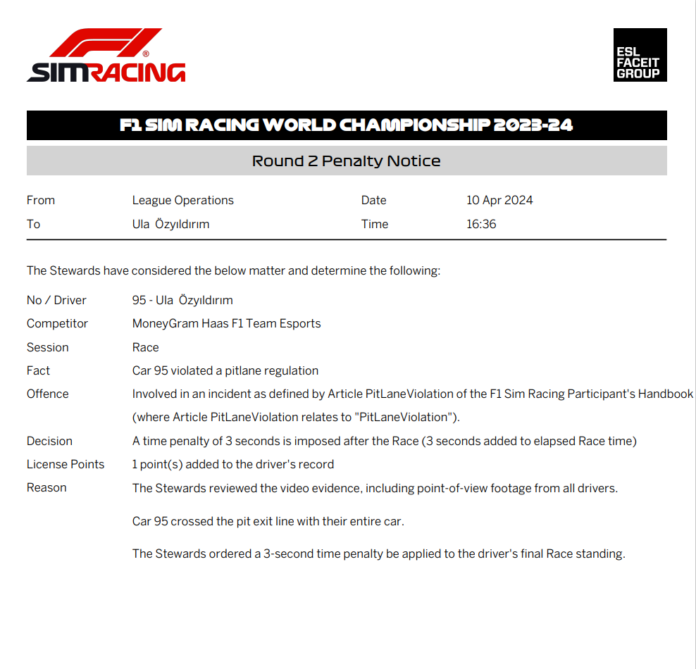 2023-24 Round 2 Race Offence No 19 - Car 95