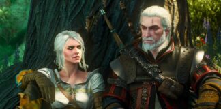 The Witcher 3 next gen update release times - Ciri and Geralt sitting