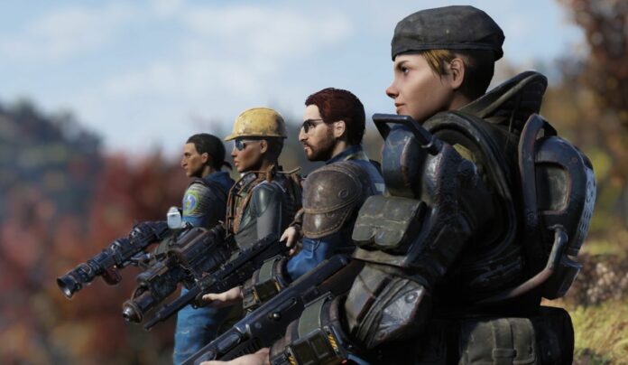 A row of post-apocalyptic soldiers