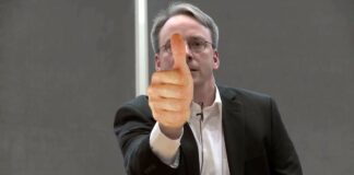 Linus Torvalds with a super-imposed thumbs up