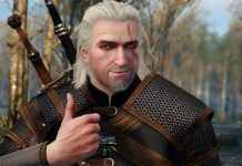 Geralt, ungloved, giving a thumbs up in high definition