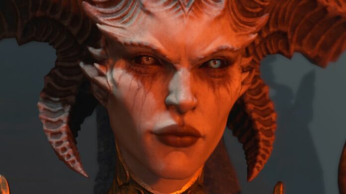 Diablo 4 character Lilith with a pleased look on her face