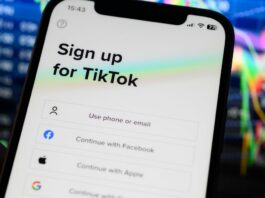 The TikTok logo is seen on a mobile phone screen in this photo illustration on 23 March, 2023 in Warsaw, Poland.